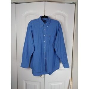 CHAPS Oxford Shirt Men's Sz XL 17-17 1/2 34/35 Blue Button Up Wrinkle-Free Prep